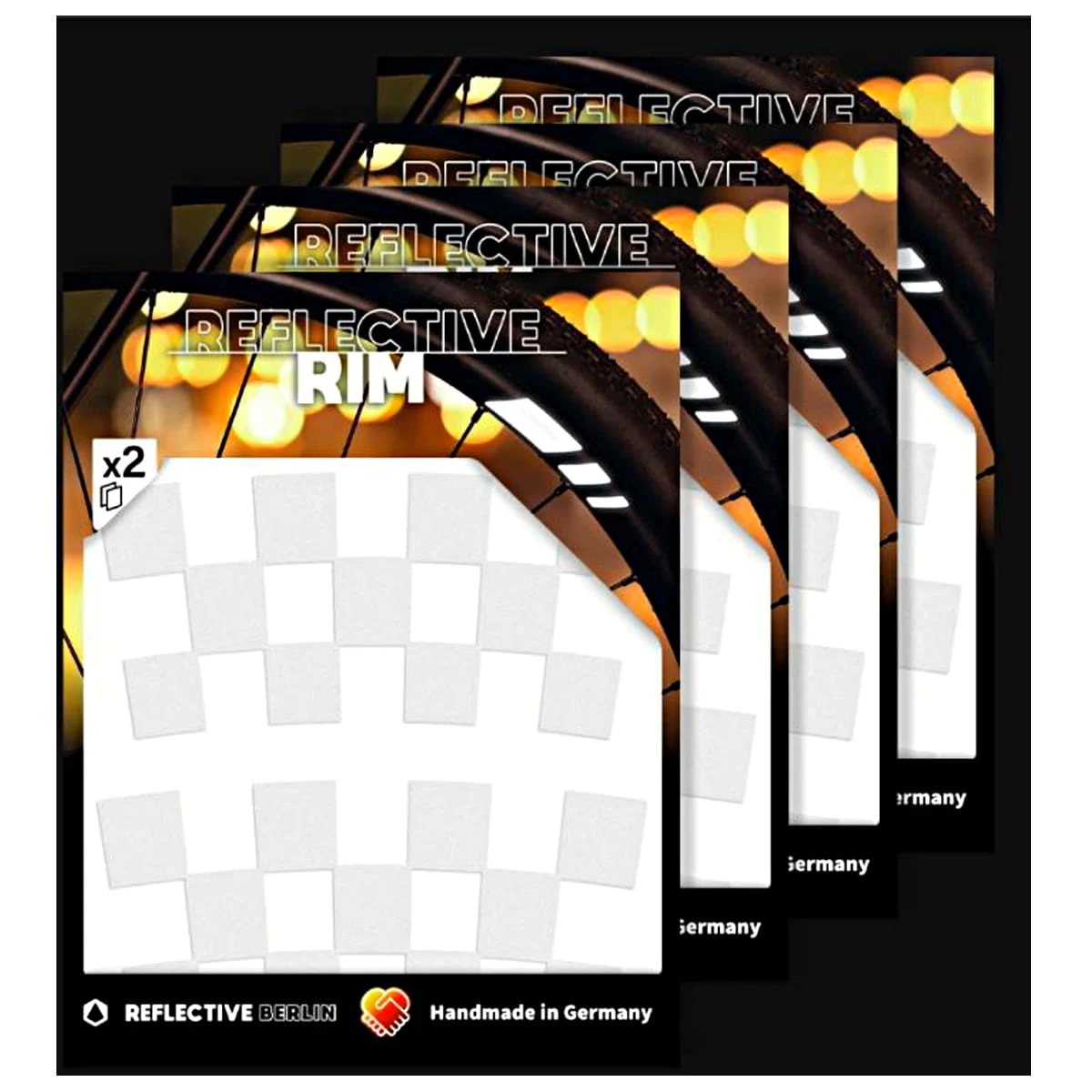 Set Van 4 Reflecterende Rim Checkers - Wit 3 Set Van 4 Reflecterende Rim Checkers - Wit - Afbeelding 3